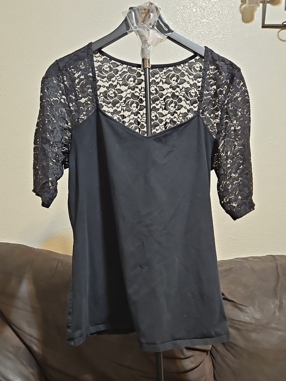 torrid Black Lace Sleeve & Back Panel Top